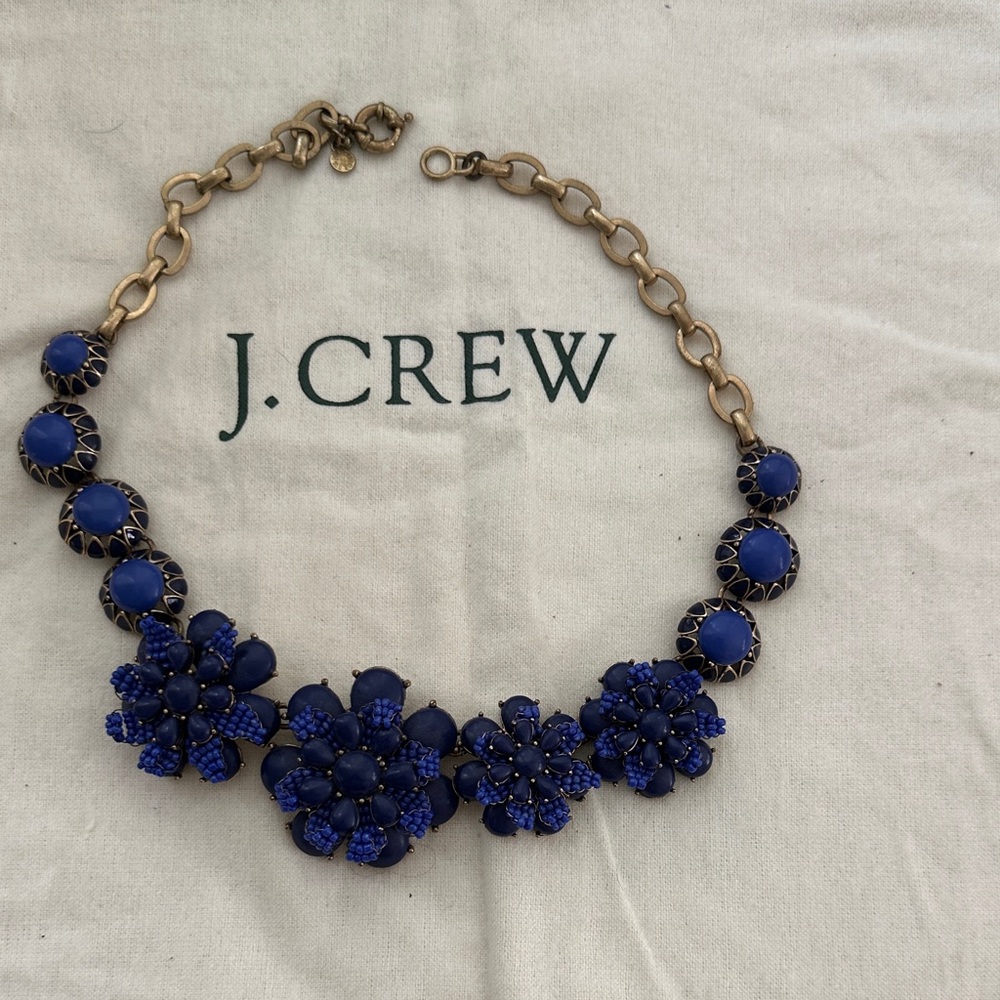 J. Crew Gold and Blue Statement Necklace
